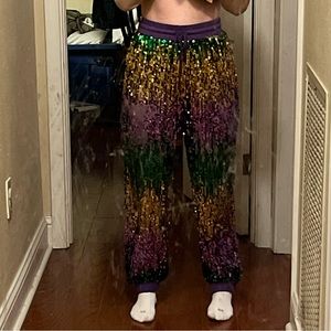 Mardi Gras sequin joggers